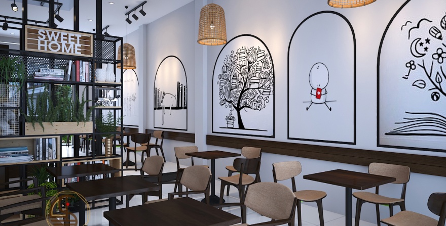 Thiết kế thi công nội thất quán cafe Thái dương