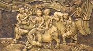 Tranh phù điêu em bé cưỡi trâu